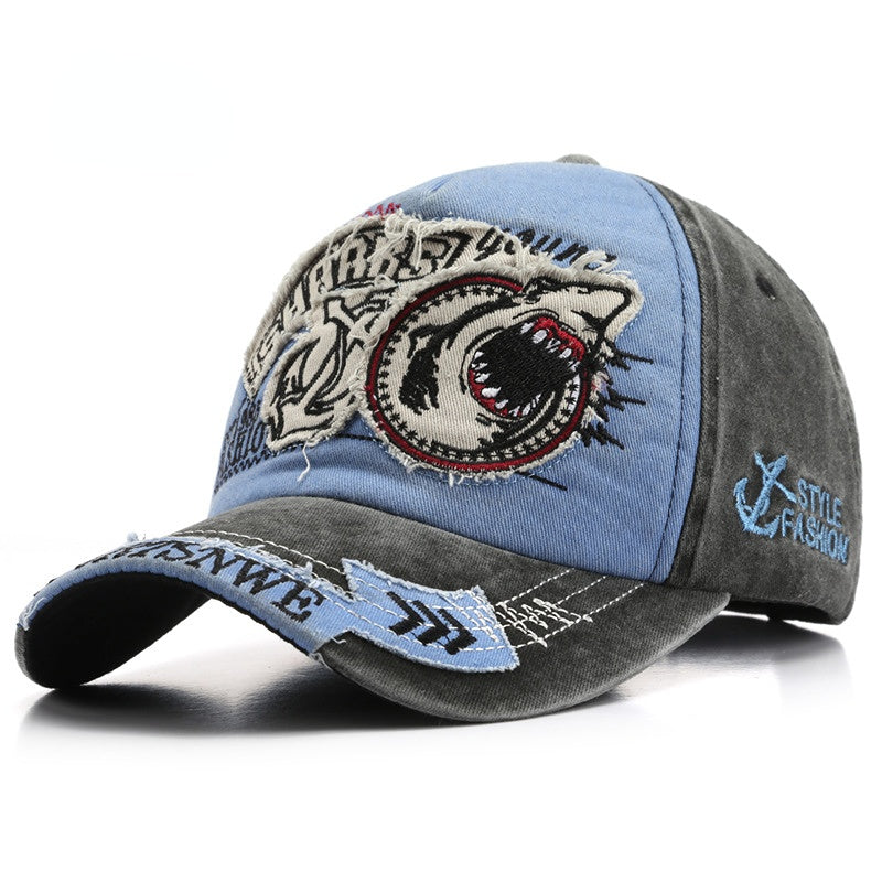 Wholesale Cotton Embroidered Shark Peaked Cap